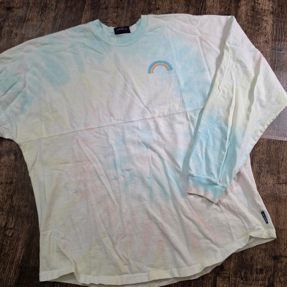 SPIRIT JERSEY Bubba Gump Shirt Womens L Pastel Tie Dye Long Sleeve Puff‎ Print